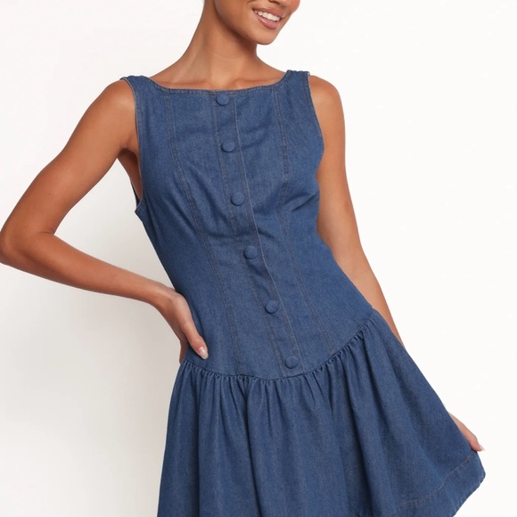 NEW Mable Petal & Pup Denim “Tiziana” denim Mimi dress SZ MED MSRP $119 Flirty - Picture 2 of 8